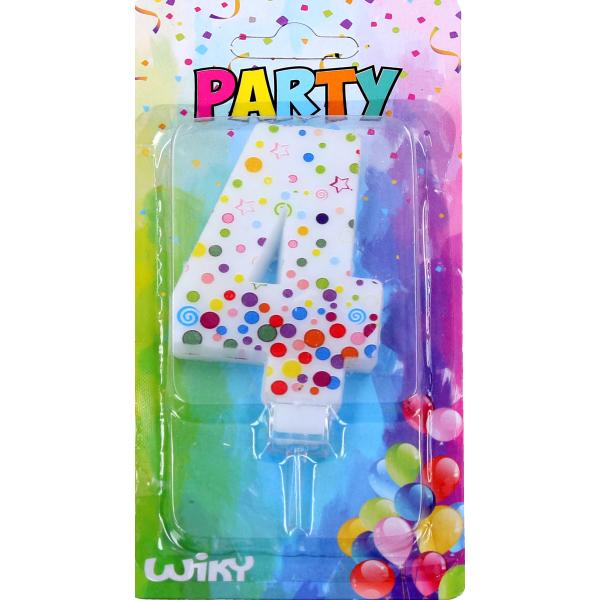 Párty svíčka číslo 4 Puntíky