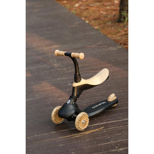 QPLAY Koloběžka / odrážedlo Sema Evo s LED světly Khaki, věk 1 – 6 let, do 50 kg