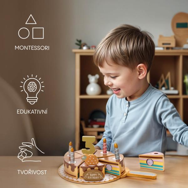 Dřevěná sada narozeninového dortu