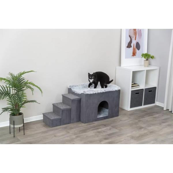 Interiérová bouda Trixie Harvey se schůdky šedá 119×47×50cm (obrázek 4)