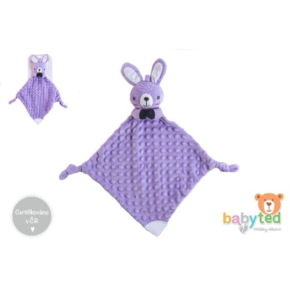 Zajíček babyted, uspávaček, kousátko, chrastítko plyš 25x25cm
