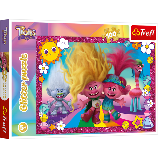 Trefl Puzzle 100 Glitter - Trblietaví Trollovia / Universal Trolls 3 (2023)