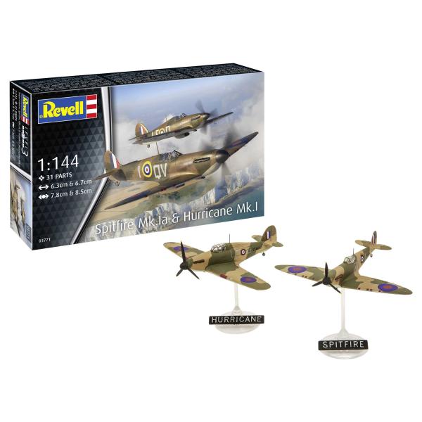 Plastic ModelKit letadlo 03771 - Supermarine Spitfire Mk.Ia & Hawker Hurricane Mk.I (1:144 (obrázek 5)