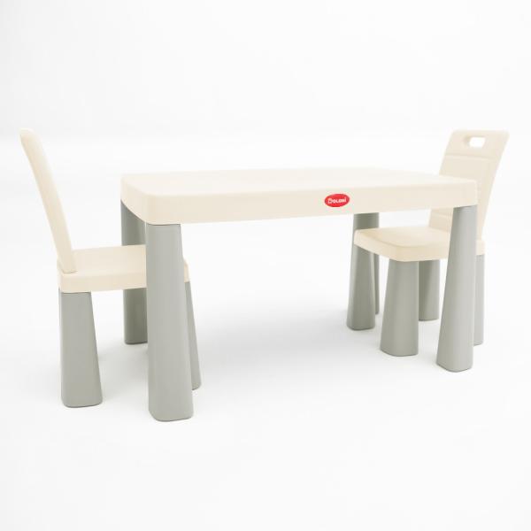 DOLONI Dětský stůl a 2 židle šedá