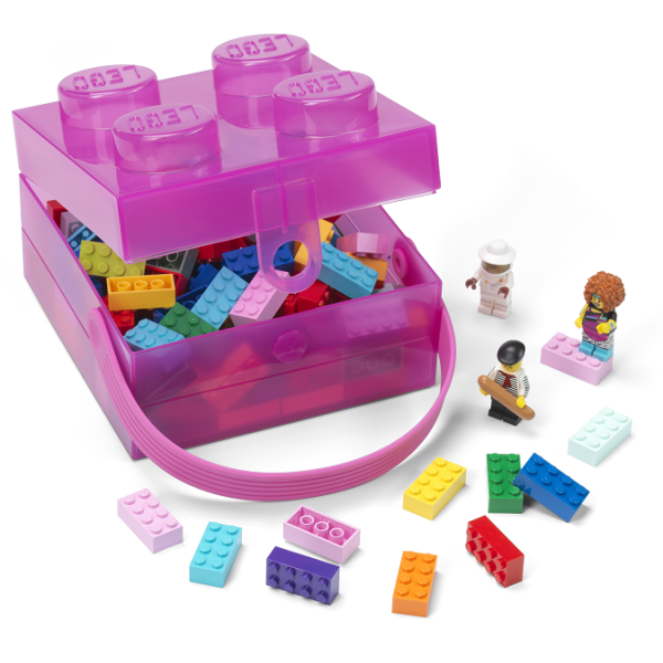 LEGO box s rukojetí - průsvitná fialová (obrázek 3)