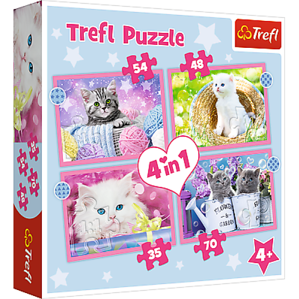 Trefl Puzzle 4v1 - Zábavné kočky