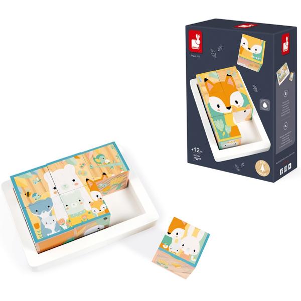 Janod obrázkové kostky Zvířátka Pure 6 ks