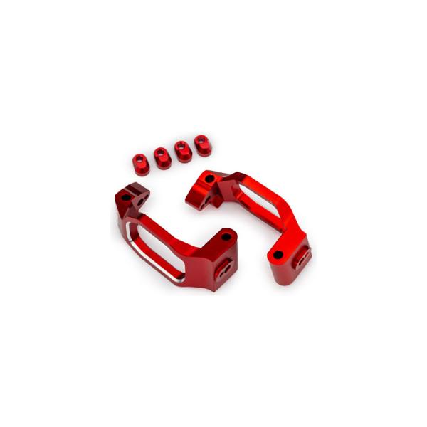 Traxxas závěs těhlice hliníkový červeně eloxovaný (pár)