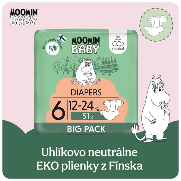 Moomin Baby 6 Maxi 12-24 kg (51 ks), eko plenky (obrázek 3)