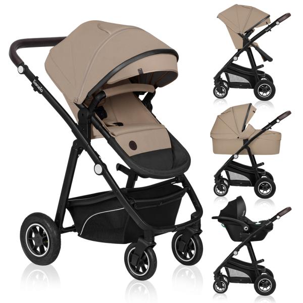 LIONELO Kombinovaný kočárek Bianka 3v1 Beige Sand