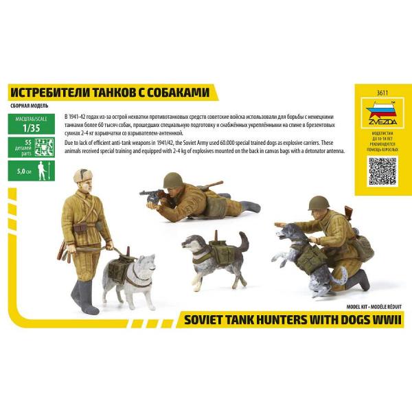 Model Kit figurky 3611 – Sovětští lovci tanků se psy (1:35)