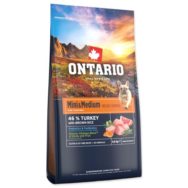 Krmivo Ontario Mini & Medium Weight Control Turkey & Brown Rice 6,5kg (obrázek 5)