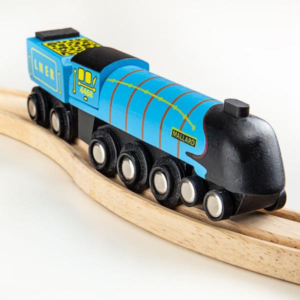 Bigjigs Rail Dřevěná replika lokomotivy Mallard + 3 koleje (obrázek 3)