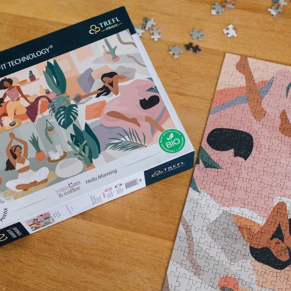 Trefl Prime Puzzle 1000 UFT - Jóga, kočky a káva: Ahoj ráno (obrázek 3)
