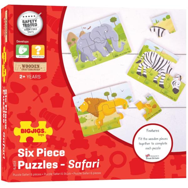 Bigjigs Toys Puzzle 3v1 safari zvířátka (obrázek 4)