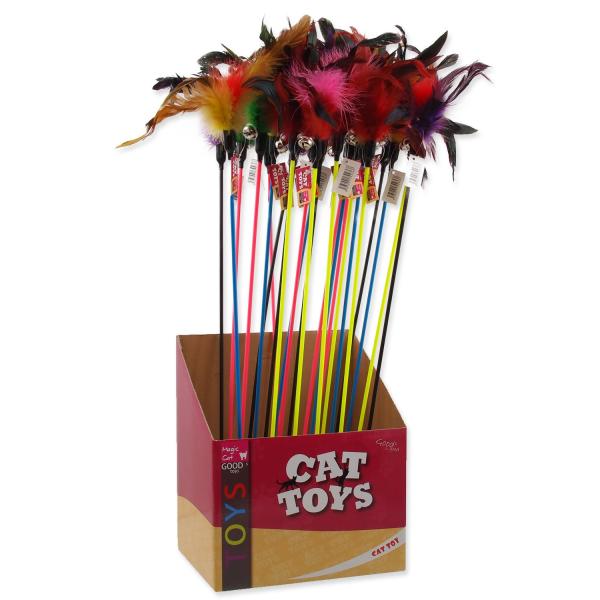 Hračka Magic Cat palička s peříčky a rolničkou 17cm+49cm 24ks