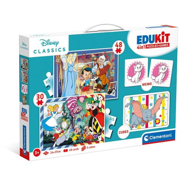 EDUkit - Disney Classics 4v1 (pexeso, 48 + 30 puzzle, 6 kociek)