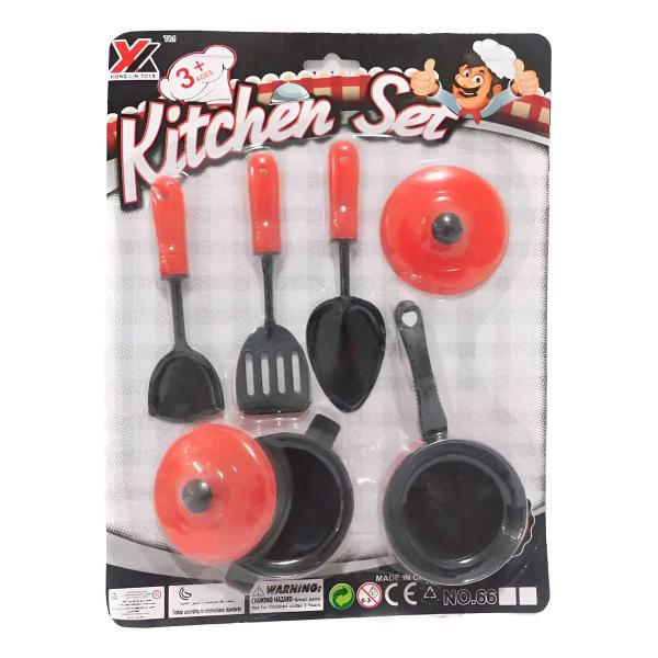 Kuchyňská sada nádobí plast 7ks červená