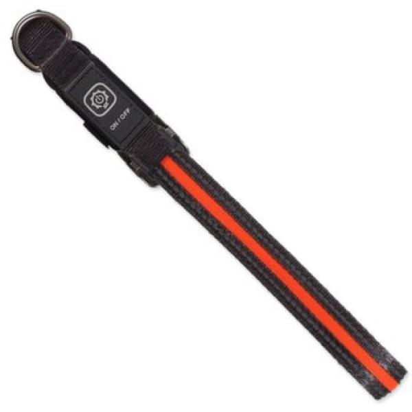 Obojek Dog Fantasy USB LED nylonový svítící S-M oranžový 1,9x35-50cm (obrázek 4)
