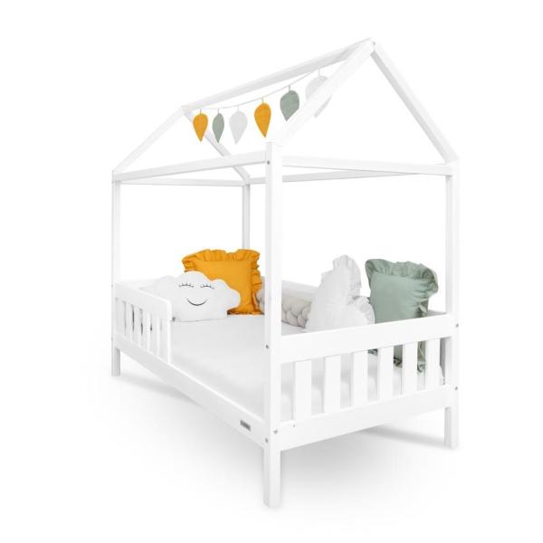 Dětská postel domeček se zábradlím a roštem New Baby CASTELLO 180x90 cm bílá