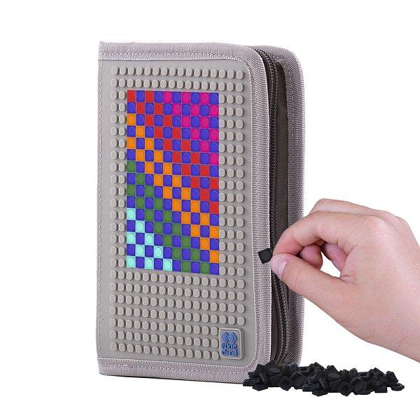 PIXIE CREW školní pouzdro šedě-modré