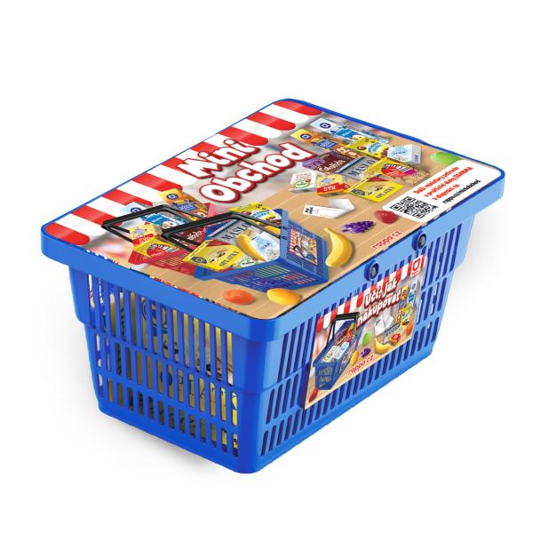 MINI OBCHOD - nákupní košík s doplňky a učením jak nakupovat - modrý (obrázek 9)