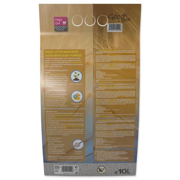 Podestýlka Magic Litter Bentonite Ultra White Baby Powder 10L (obrázek 5)