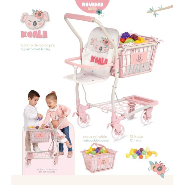 DeCuevas 52179 Pojízdný nákupní vozík 2 v 1 s ovocem KOALA 2024