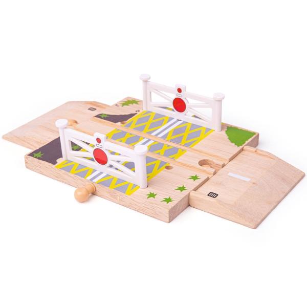 Bigjigs Rail Dřevěné autodráhy železniční přejezd s brankami (obrázek 3)