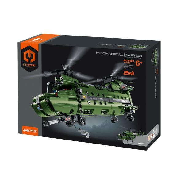 Stavebnica iM.MASTER 2v1 vrtuľník s mechanickým pohonom plast 393 dielikov