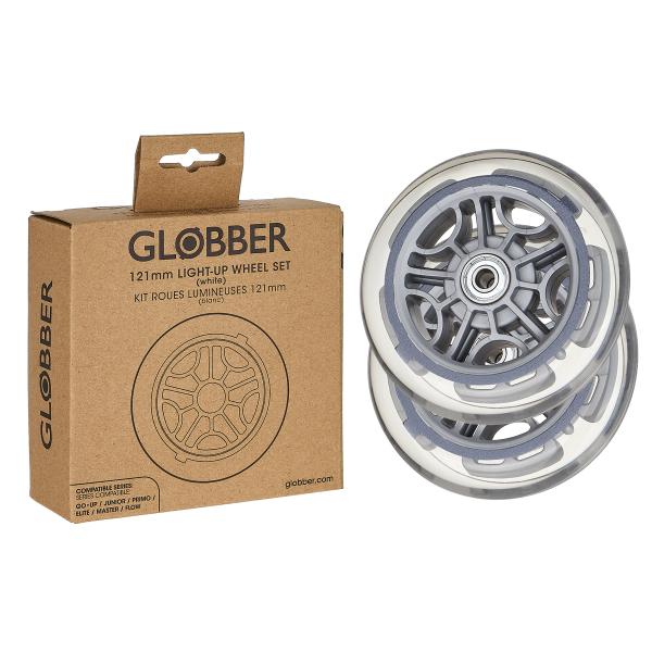 Globber Svítící kola 121mm SET (White)