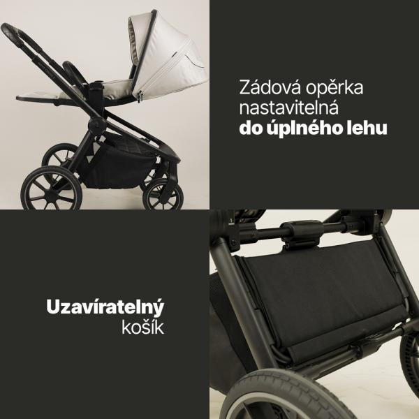 Set sportovní kočárek Move Cross 5 + hluboká korba XL 5 + adaptéry, Boss Grey (obrázek 3)