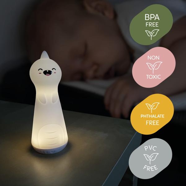 Silikonové noční světlo LED s baterkou, Dino