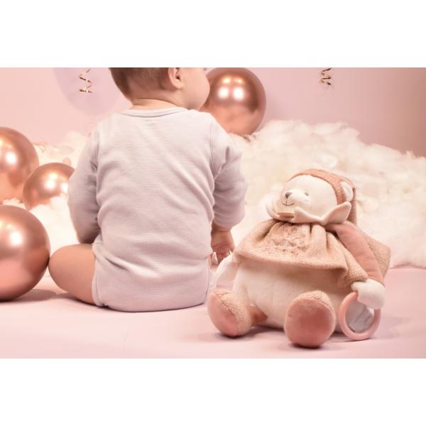 Doudou Dárková sada Plyšový lední medvídek s kroužkem 30 cm růžový (obrázek 4)