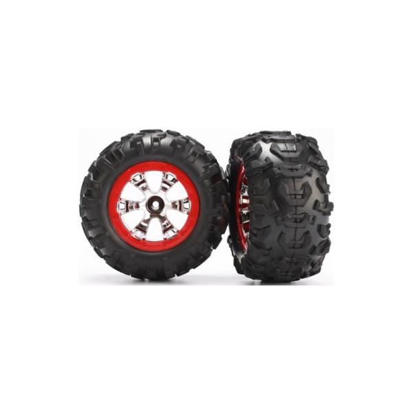 Traxxas Rueda 2.2", Llanta Geode Cromo-Rojo, NeumáTico Canyon At (Par)-image