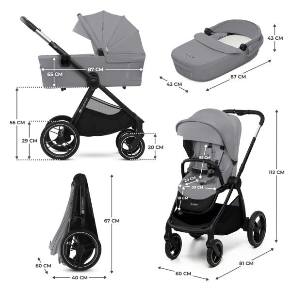 Kinderkraft Kočárek kombinovaný Nea 2 2v1 Platinum Grey (obrázek 7)