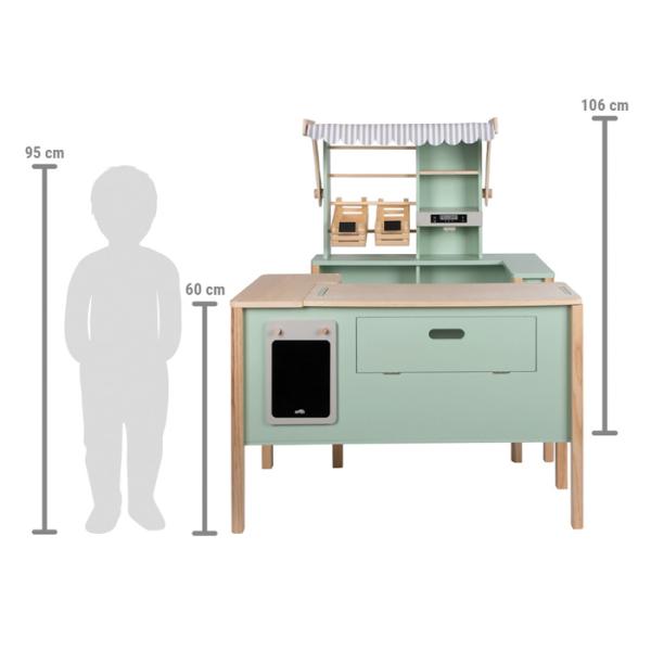 Dřevěný obchod a kuchyňka Tasty zelená 2 v 1