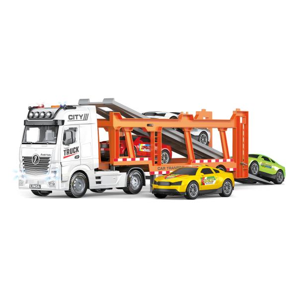 Auto tahač na setrvačník 56 cm s auty set 4ks