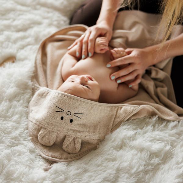 BABYONO Osuška bambusová Super Soft Light Beige 100×100 cm