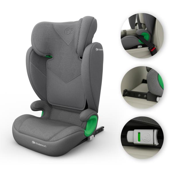 KINDERKRAFT Autosedačka Junior Fix 2 Plus (100-150 cm) Šedá (obrázek 9)