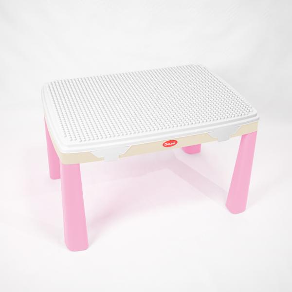 Doloni Dětský stůl a židle s hrací podložkou + 2 stavebnice – růžová