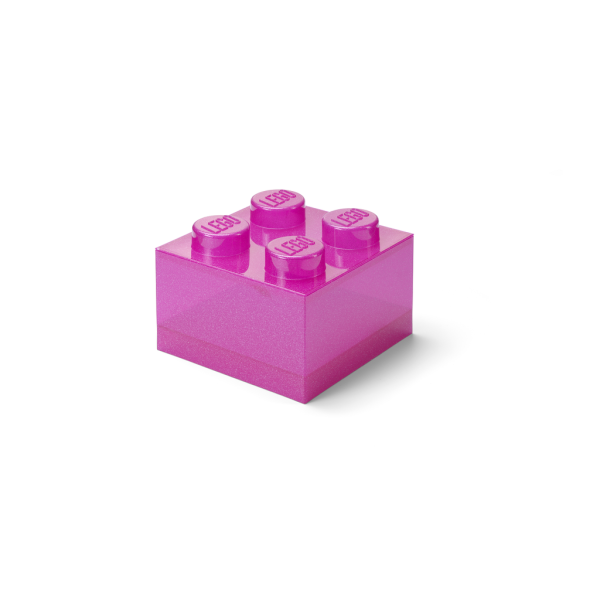 LEGO úložný box 4 s víkem - třpytivá růžová (obrázek 2)