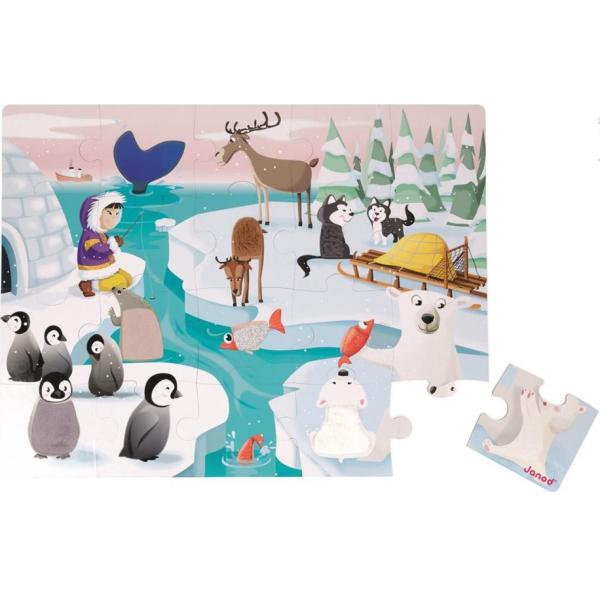 Janod Puzzle dotykové senzorické Život na ledu s texturou 20 ks
