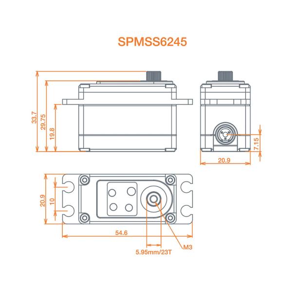 Spektrum servo S6245 Car High Speed High Torque 19.1kg.cm 0.06s/60° 23T (obrázek 3)
