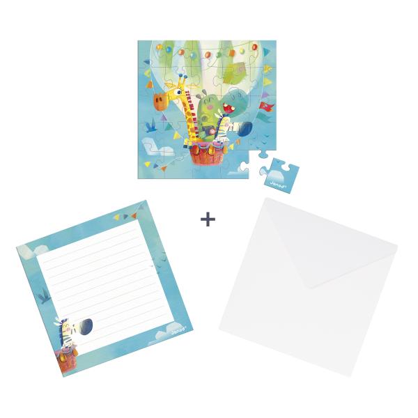 Janod Blahopřání k narozeninám s puzzle Leť balónem