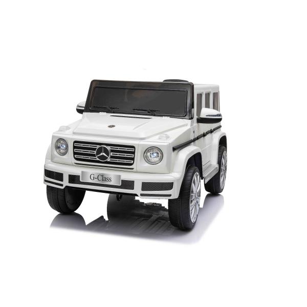 Elektrické autíčko Mercedes G500 12V, bílé, 2,4 GHz dálkové ovládání, USB / SD Vstup, o
