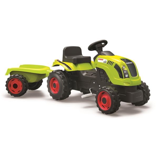 Smoby - Trattore Claas Farmer Xl + Rimorchio - Trattore A Pedali Per Bambini - Sedile Regolabile - Volante Con Clacson - Cofano Apribile - Dai 3 Anni - Prodotto In Francia-image