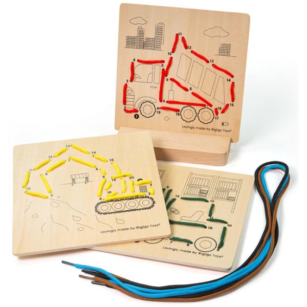 Bigjigs Toys Prezliekanie podľa čísel Stavebné stroje