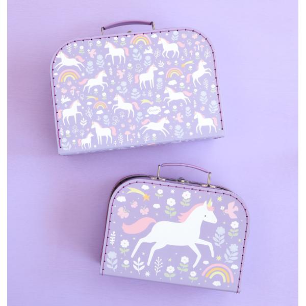 A Little Lovely Company – sada dvou kartonových kufříků – jednorožci a duha