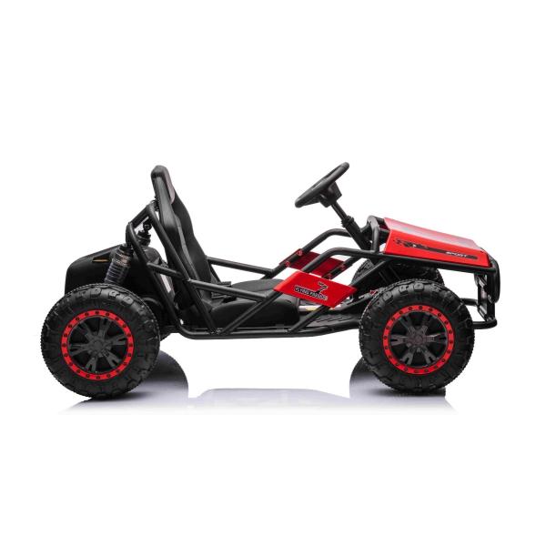 Elektrická motokára SPORT-KART 24V, červená, EVA kola, koženkové sedadlo, 2 x 50W motor,